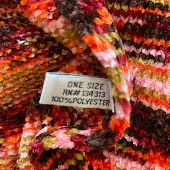 Women’s Poncho Boho Hooded Chenille Multi Colored Oversized One Size NEW - Picture 7 of 12